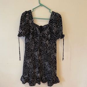Nasty Gal black and white polka dot babydoll dress